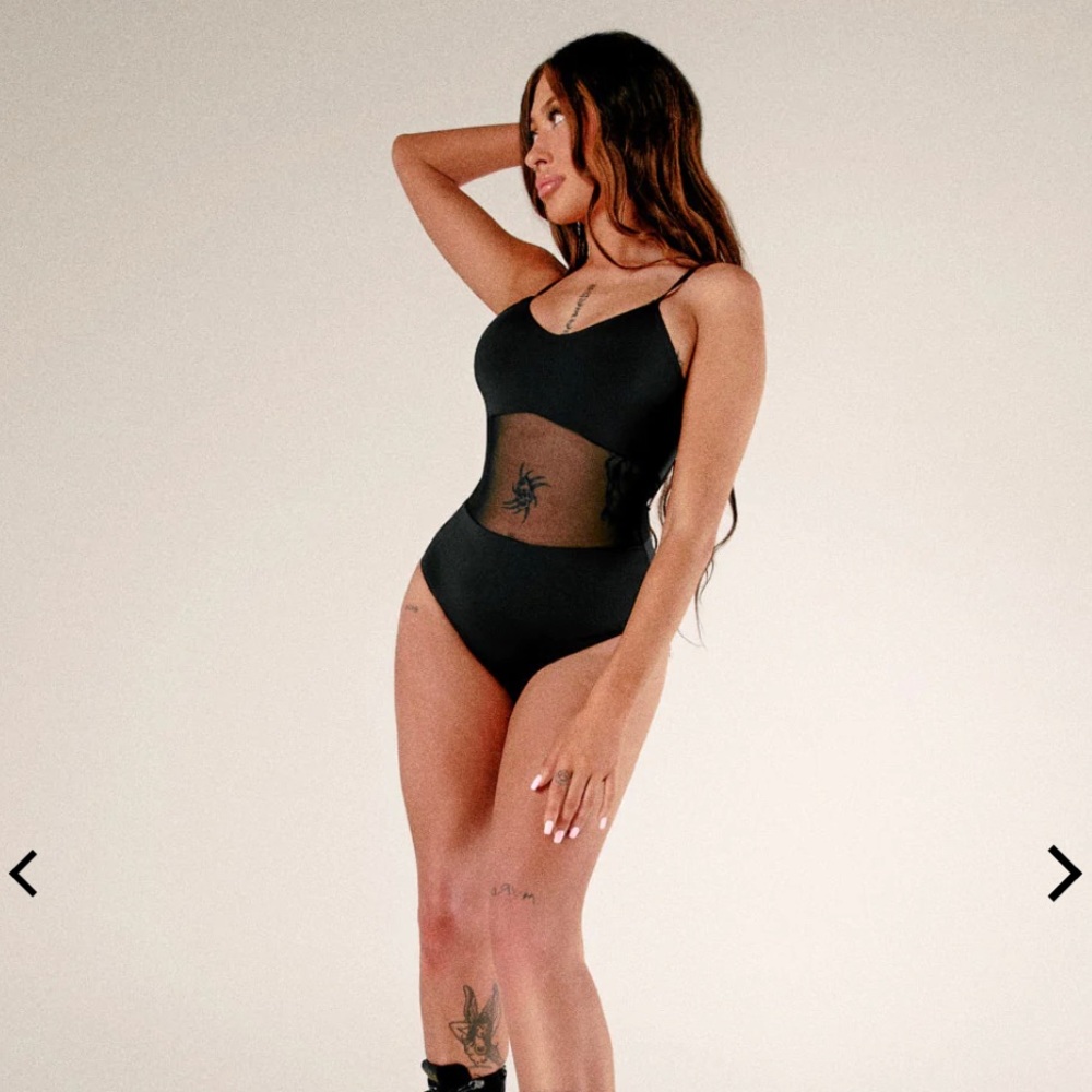 Creatures of XIX Baddies new bodysuit pole dance wear leotard mesh black XS